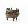 Image 2 : Bronze DING Vessel with Legs in the Shape of Bears, Han Dynasty