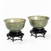 Image 9 : Pair of Light Green Jade Bowls, Qing Dynasty