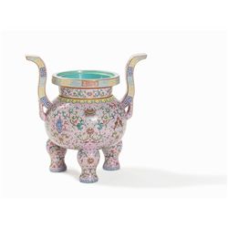 Large Incense Burner with ‘8 Buddhist Emblems’, Qing