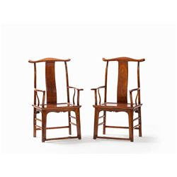 Pair of Huanghuali ‘Yokeback’ Armchairs, 18th C.