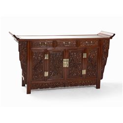 Huanghuali ‘Liansanchu’ Altar Cofferwith Carvings, 19th C.