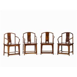 Set of 4 Huanghuali Armchairs, 19th C.