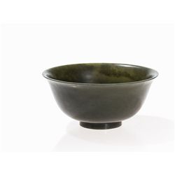 Spinach-Green Jade Bowl, Qianlong Mark and Period