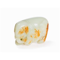 White Jade Figure of an Elephant, 18th C.