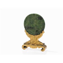 Jade Table Screen with Gilt Stand, 18th/19th C.