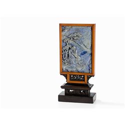 Table Screen with Lapis Lazuli Relief of a Luohan, 18th/19th C.