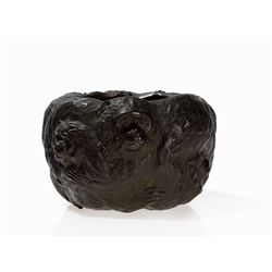 Bronze Bowl with Monkeys in Relief and Seal Mark, Meiji