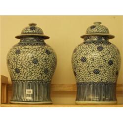 Pair of late 19c lidded ginger jars, 18" high…