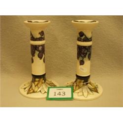 Pair of Moorcroft candlesticks with berry decoration, 8" high…