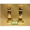 Image 1 : Pair of Moorcroft candlesticks with berry decoration, 8" high…