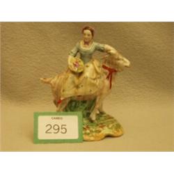 Late 19c Staffordshire figure of young girl and goat, damage to horn…