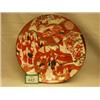 Image 1 : Antique Japanese charger 14.5" diameter decorated with figures and flowers on red ochre backgroun…