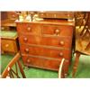 Image 1 : Small Victorian flame mahogany five drawer chest of drawers on turned legs…