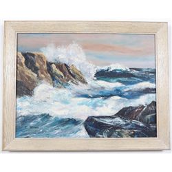 E. Stiles Seascape Painting Acrylic on Canvas Framed