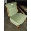 Image 1 : GREEN CURVED BACK WOODEN LEG OCCASIONAL CHAIR