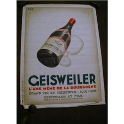 A French wine poster for Geisweiler Grand Vin Reserve 1919-1921 by Dam Studio 58" x 43" £50-75...