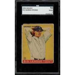 1933 Goudey #12 Geo Pipgras SGC 1 (10 Poor)