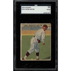 1933 Goudey #205 Heinie Meine Card SGC 1 (10 Poor)