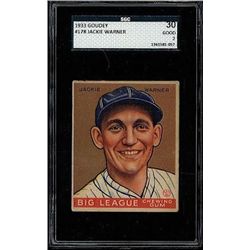 1933 Goudey #178 Jackie Warner Card SGC 2 (30 Good)