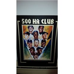 Matted 500 Home Run Club Print Signed by Mantle, Mays,