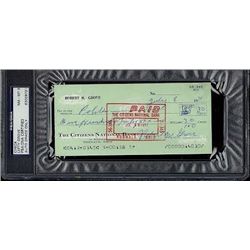 Lefty Grove Signed Punched Bank Check Certified by