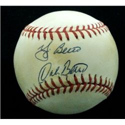 Yogi Berra and Dale Berra Signed Official American