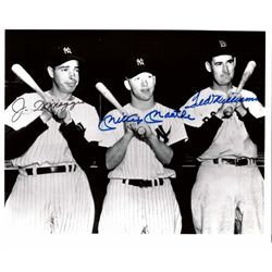 Joe DiMaggio, Ted Williams and Mickey Mantle Signed 8 x