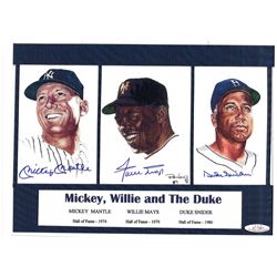 Mickey Mantle, Willie Mays and Duke Snider Signed