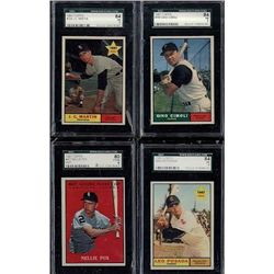Lot of 4 SGC 1961 Topps Cards Fox, Posada, Martin,