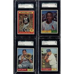 Lot of 4 SGC 1961 Topps Rice, Santo (Rookie), World