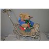 Image 1 : A large 1985 Bialosky Bear by Gund in a metal push sled
