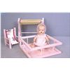 Image 1 : 11" baby Wettums painted eye composition doll, with playpen, change table and high chair. Auction es