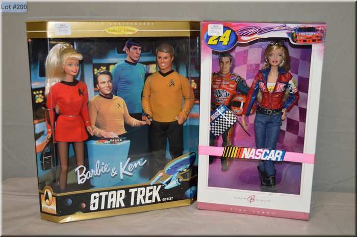 Two New In Package Barbie Doll Sets Including Barbie And Ken Star Trek And 2007 Nascar Jeff Gordon D