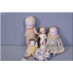 Selection of dolls including all bisque imp, three bisque babies and a small angel, all with good bi