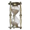 Image 1 : Ray Bradbury Personally Owned Hour Glass -- Clear Glass & Beige Sand in a Three-Baluster-Legged Meta