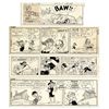 Image 1 : Lot of 4 ''Li'l Abner'' Comic Strips From 1976 -- Hand-Drawn & Signed by Capp Featuring Daisy Mae, L