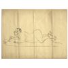 Image 1 : Al Capp Hand-Drawn Caricature Sketch of Himself Posing Nude on a Bear Rug