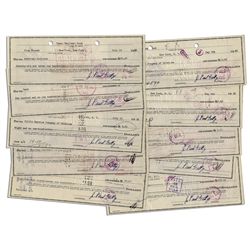 American Business Mogul John Paul Getty Group of 10 Signed Checks