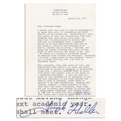 Joseph Heller Letter Signed -- ''...speaking fees have gotten quite high...No higher, I believe than