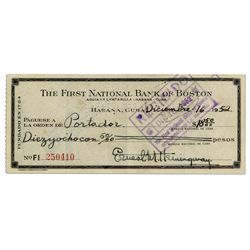 Ernest Hemingway Signed Check From 1952, Filled Out in His Hand -- To Longtime Friend & Manager of H