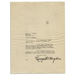 Langston Hughes Typed Letter Signed -- ''...my newly published poem 'Freedom's Plow'...''