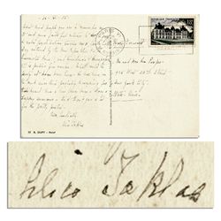 Gertrude Stein's Lover Alice B. Toklas Signed Postcard -- ''...Carl's [Van Vechten] birthday noticed