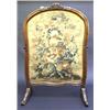 Victorian fire screen on heavy rococo scroll frame, having large crest to the cartouche shaped pa...