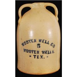 5 Gallon Wooten Wells, Texas Stoneware Jug