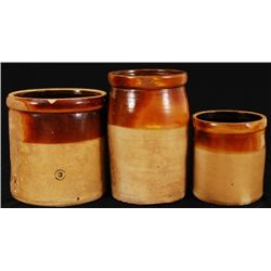 2 McDade Texas Stoneware Churns & 1 Crock