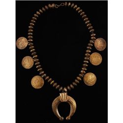 Antique Silver Dollar Squash Blossom Necklace