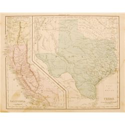 1856 Texas & California Map