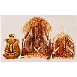 3 Pc. German Figural Whiskey Flasks