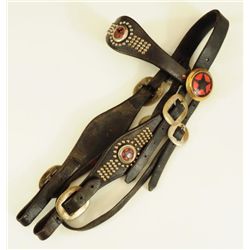Headstall With Nickel Spots & Star Rosettes