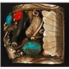 Image 3 : Signed Silver & Turquoise Inidan Bracelet